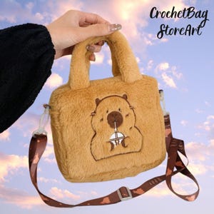 Capybara Plush Crossbody Bag – Soft Cartoon Imitation Wool Shoulder School Bag