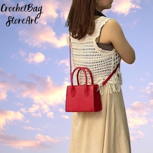 Mini Faux Leather Crossbody Tote – Cute Small Clutch Bag for Women