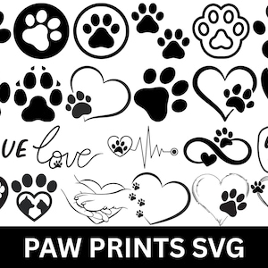 Heart Paw svg Bundle, Paw Print svg Bundle, Dog Paw svg, Custom Heart Paw svg,Dog Paw Print Cut File,Cut File For cricut,Instant download