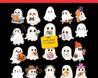 Süßer Geist SVG Bundle, Kawaii Halloween-Geist, Minimalistischer Geist Svg, Halloween-Svg, Geist Clipart, Geist geschichtet, Gruselige Saison Svg, Boo Svg
