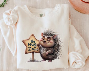 No Hug Zone Porcupine PNG, Funny Animal Design (Digital Download)