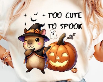 不気味なカピバラのハロウィンPNG：アニメTシャツデザイン（デジタルダウンロード）