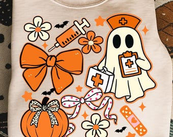 Spooky Nurse PNG: Halloween Coquette Shirt Design (Digital Download)