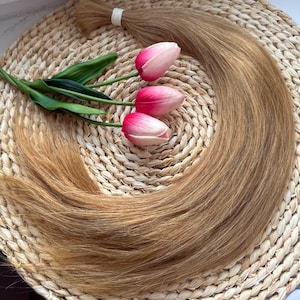 Russische medium asbruine paardenstaart – 55 cm natuurlijk Remy Slavisch haar – Haardikke staart – Premium echt haar