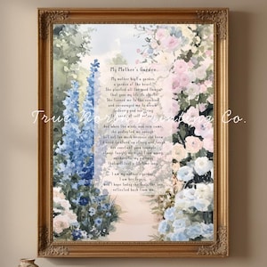 Gedicht My Mother's Garden, 6 ontwerpen, gedicht over ouderschap, Moederdagcadeau, Sympathy Remembrance Wall Art, Memorial afdrukbare, Instant Download