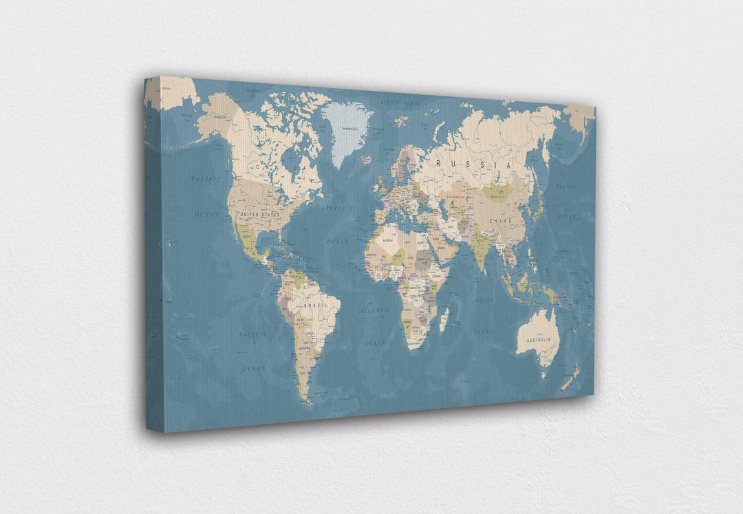 Map of the World Canvas Wall Art Design / Tempered Glass Wall Art ...