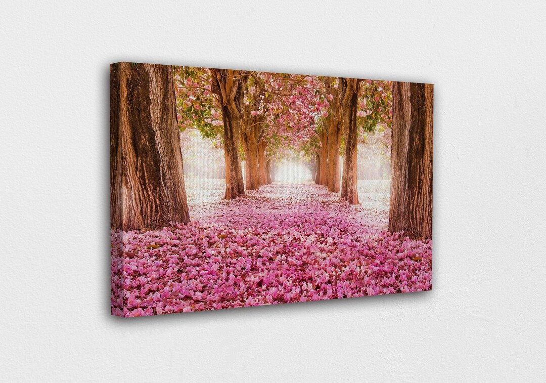 Cherry Blossom Tree W Pink Leaf Canvas Wall Art Design / Glass Wall Art ...