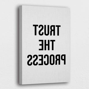 Mirrored Trust The Process Backward Typography Canvas/Glass Wall Art, Poster Art, Modern Minimalist Motivational Home Decor, Room Decor