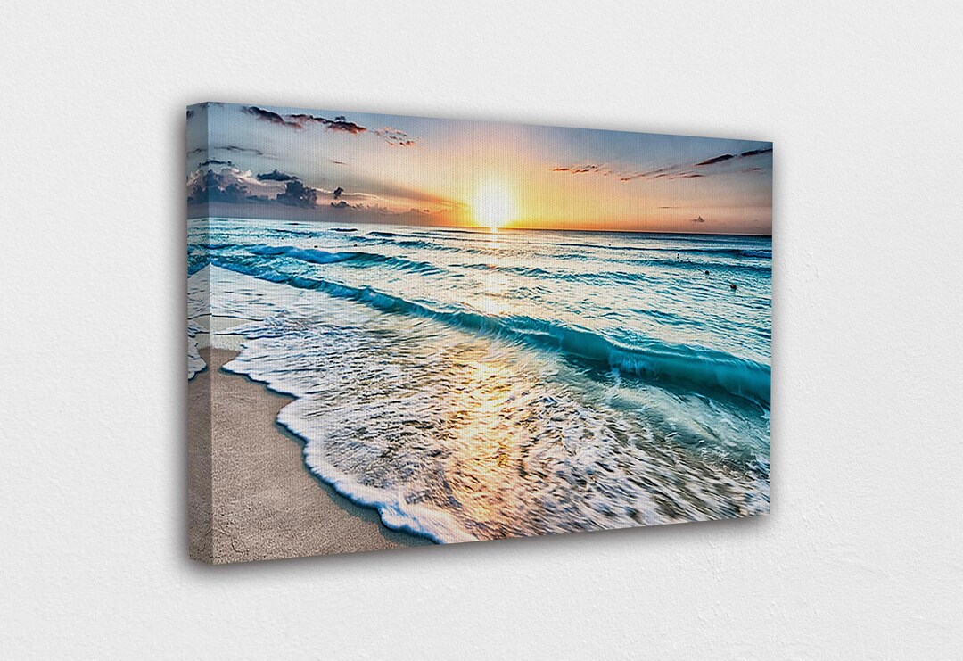 Sea Beach Ocean White Sand Canvas Wall Art Design / Glass Wall Art ...