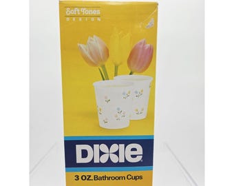 Vintage Dixie 3oz Bathroom Cups Soft Tones Design 1986 Open Box 90% Full