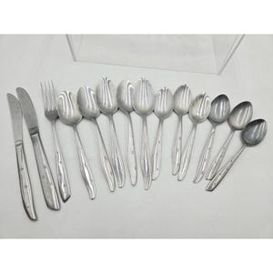 Vintage Lot Of 14 MCM Oneida Community TWIN STAR Stainless Atomic Knives Spoons