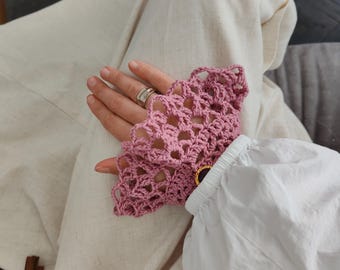 Lace Wrist Cuffs – Detachable Ruffle Sleeve Extenders – Hand Crochet Cotton Lace – Elegant One Layer Wrist Ruffs – Costume Accessory Regency