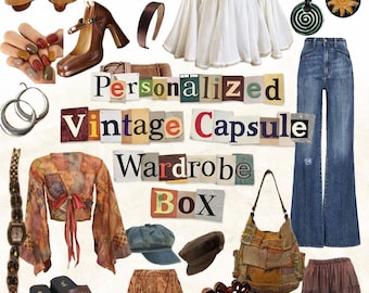 Personalized Vintage Capsule Wardrobe Box – Custom Styling Service + Handmade Knitwear Set | Boho Style Outfit | Gift for Her