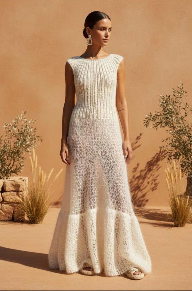 Boho Minimalist Knit Wedding Dress