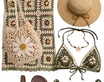Summer Crochet Bundle, Crochet Mystery Box, Personalized Boho Summer Clothing Bundle, Handmade Aesthetic Outfit Box, Cottagecore Vacation St