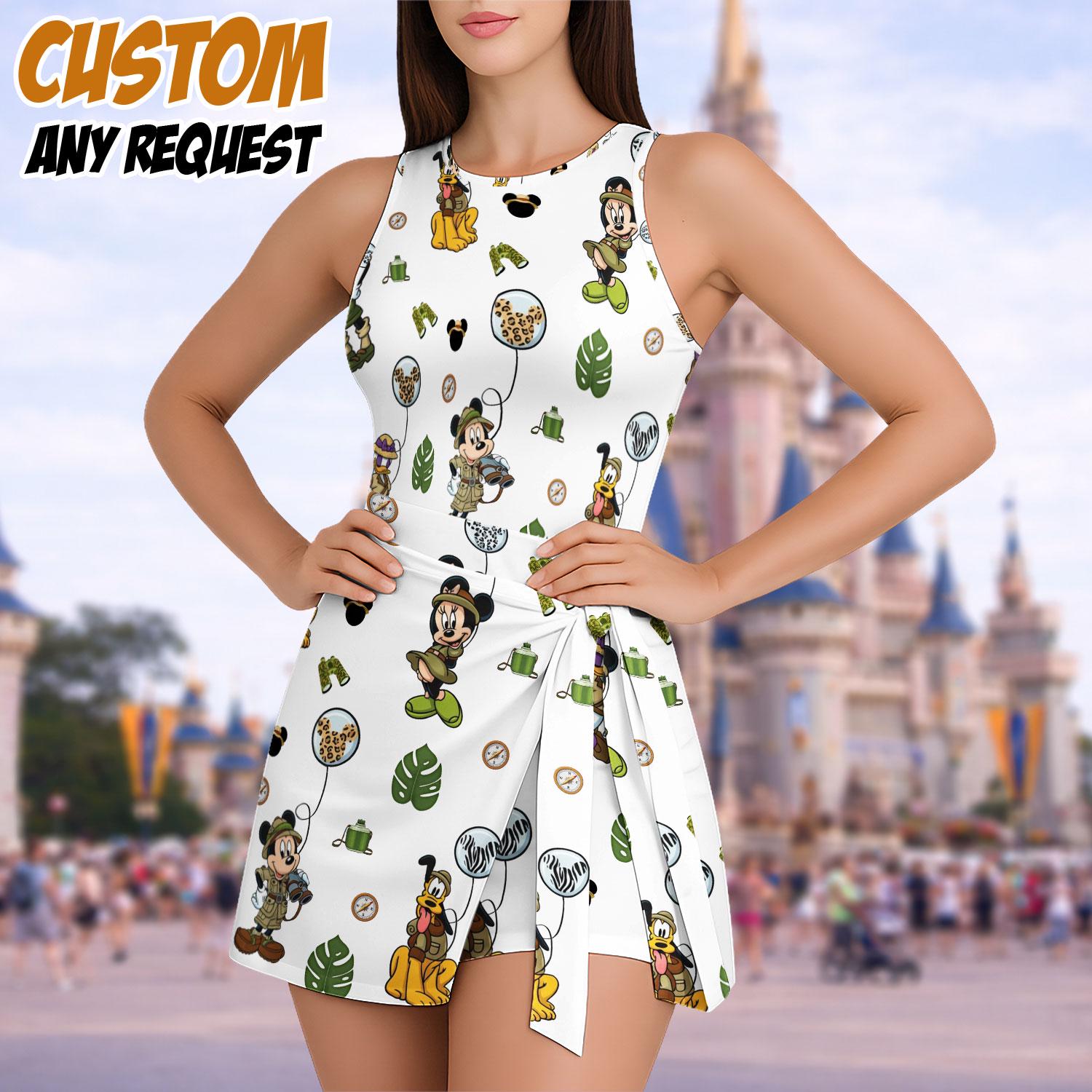 Discover Mickey and Friends Animal Kingdom Tennis Dress Skirt, Disney Magical Castle Women Dress, Disney Trip Tennis Skirt, Minnie Mouse Dress Skirt