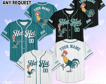 Camiseta de béisbol personalizada de Hei Hei, camiseta personalizada de Moana, atuendo del equipo de béisbol de Disneyland, regalo para fanáticos de Disney