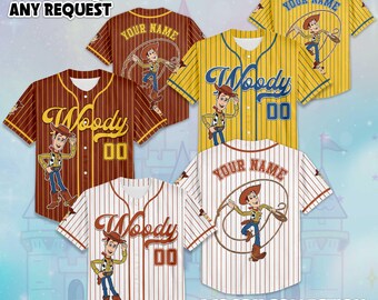 Camiseta de béisbol personalizada de Woody, camiseta de béisbol de Toy Story de Disney, atuendo a juego para el viaje de Disney, regalo de cumpleaños de Woody