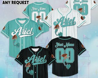 Personalized The Little Mermaid Baseball Jersey, Custom Disney The Little Mermaid Jersey, Baseball Team Outfit, Matching Family Tee