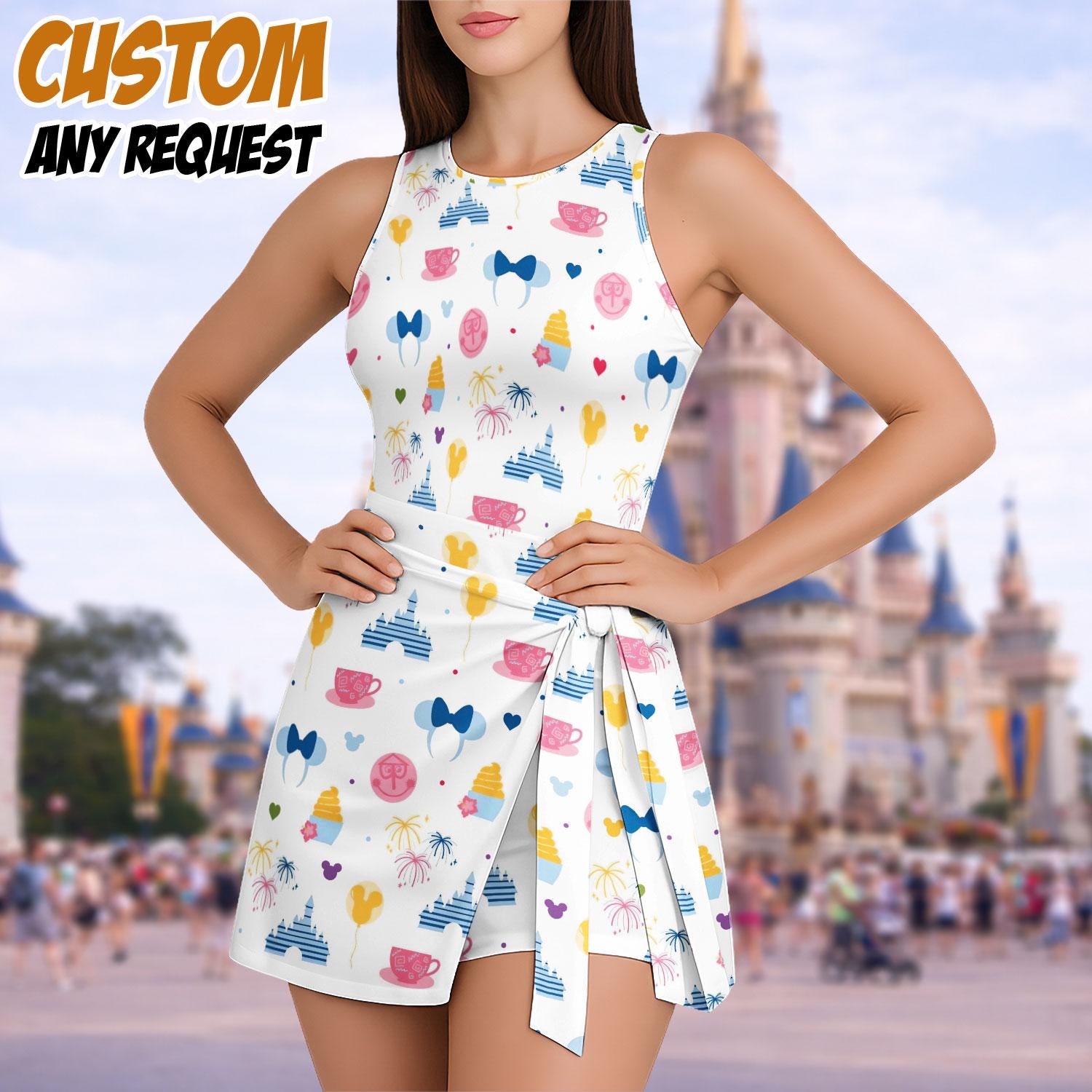 Discover Disney Park Snacks Tennis Dress Skirt, Disney Vacation Outfit, Cute Disney Park Food Dress, Girls Disney Trip Outfit