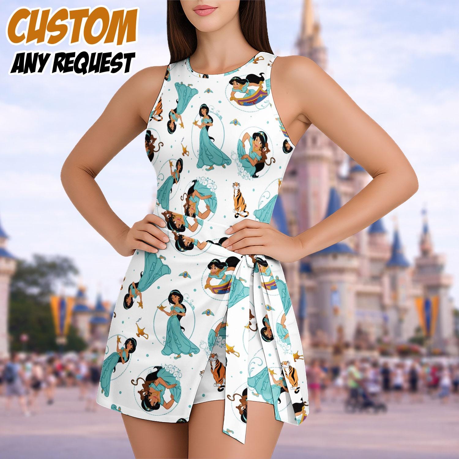 Discover Jasmine Princess Tennis Dress Skirt, Disney Aladdin Inspired Dress, Girls Princess Outfit, Casual Summer Sport Outfit