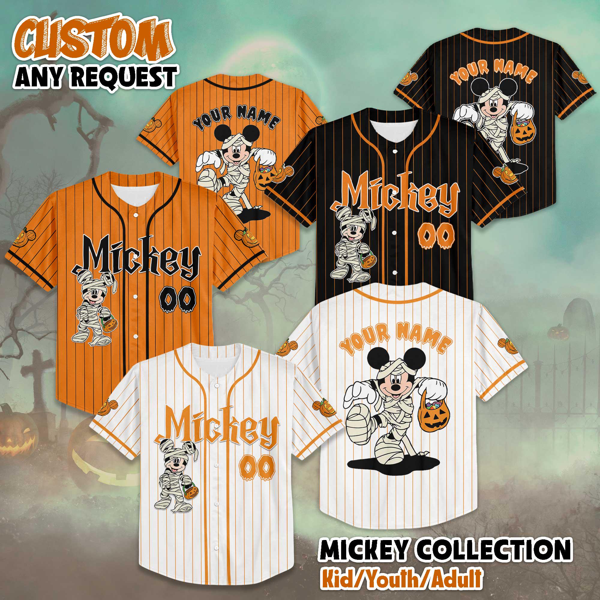 Discover Personalized Halloween Mickey Mouse Baseball Jersey, Custom Disney Halloween Shirt