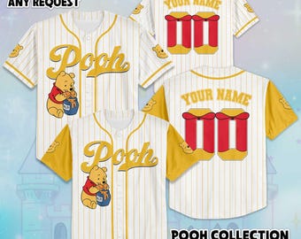 Custom Winnie the Pooh Collection Baseball Jersey, Personalized Disney Winnie the Pooh Baseball Shirt, Disney Matching Outfit