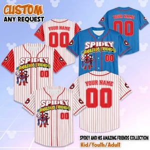 Custom Spidey and His Amazing Friends Baseball Jersey, Disney Spidey Superhero Baseball Team Shirt, Superhero Team Shirt for Fans