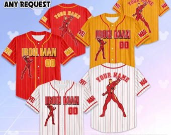 Camiseta de béisbol personalizada de Iron Man, camiseta personalizada de los Vengadores