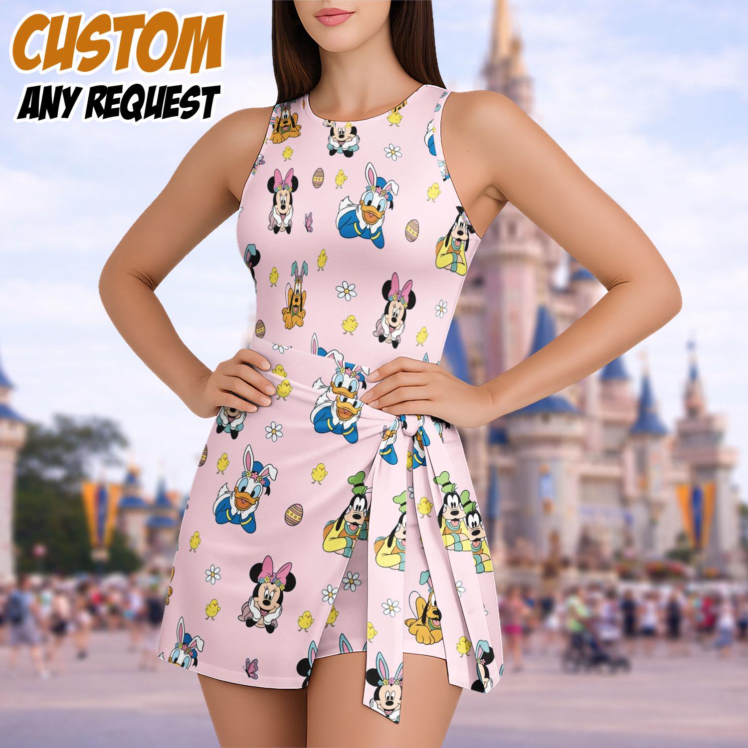 Discover Mickey & Friends Easter Tennis Dress Skirt, Disney Easter Tennis Dress, Mickey Family Trip Tennis Skirt