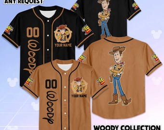 Maglia da baseball personalizzata di Woody, maglietta personalizzata di Toy Story Disney, vestito di Woody Disney, maglia coordinata per la famiglia, regalo per un viaggio a Disneyland