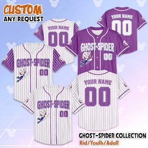 Personalized Ghost-Spider Baseball Jersey, Custom Spidey and His Amazing Friends Shirt, Disney Baseball Team Outfit, Gift for Disney Fans