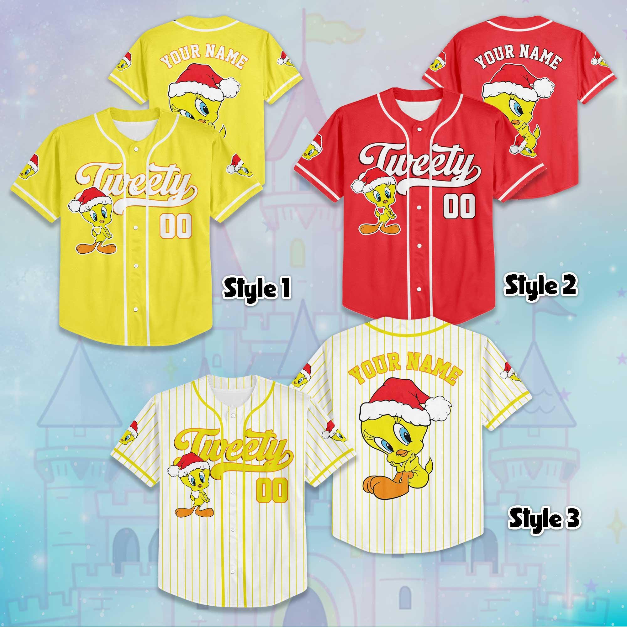 Discover Personalized Tweety Baseball Jersey, Custom Looney Tunes Team Outfit