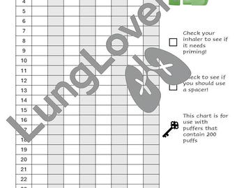 Lung Association Inhaler Chart.pdf Inhaler Puff Tracker | Printable Asthma Medication Log | 200 Dose ...