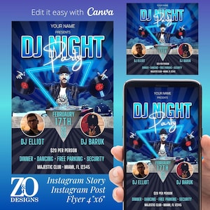 DJ flyer template, DJ Night flyer template, DJ Disco Flyer, Dj Instagram Flyer, Dj Canva Flyer, Dj Canva event, Dj Music Event, Dj Invite