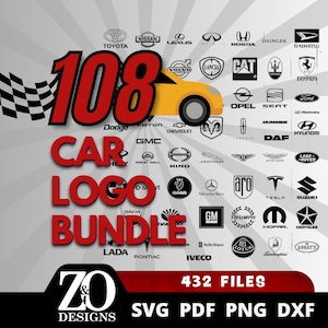 Car Logo SVG Bundle, Car logo svg files, Vinyl Cut File, SVG Cut Logo, car svg design, 108 Car Logo Pack, Car Brands svg, Car Brands png