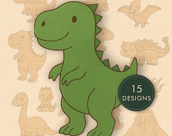 Dinosaur Laser Cut Files | Dinosaur svg dxf eps ai pdf cdr | Cute Dino Vector for Laser Cutting | Single Line Design