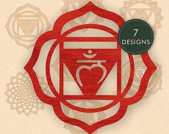 Archivos cortados con láser de mandalas de los 7 chakras / Paquete SVG de geometría sagrada