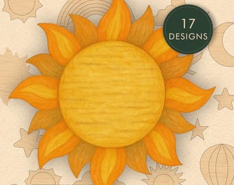 Archivos cortados con láser de cielo diurno y nocturno / Decoración infantil (SVG DXF PDF)