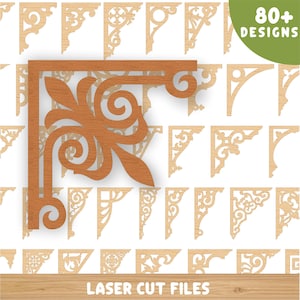 Decorative Corner Brackets Bundle | Laser Cut DXF SVG Files | Ornamental Wood Corbels