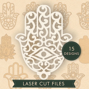 Fichiers Hamsa découpés au laser à la main – Motifs complexes (téléchargement numérique)