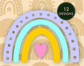 Archivos cortados con láser de arcoíris / Decoración bohemia para habitación infantil SVG DXF (Descarga digital)