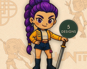 Archivos de corte láser de cazadores de demonios de K-pop / Paquete de vectores de Zoey Mira Rumi (5 diseños)