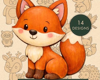 Animales del bosque / 14 archivos de animales del bosque cortados con láser / Manualidades infantiles en MDF para pintar / Descarga digital
