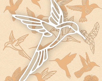 Vector de colibrí para corte láser - Archivos SVG, DXF y CDR para grabado y marcado - Archivo digital para máquinas de corte láser