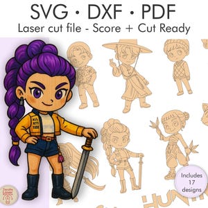 Paquete de vectores de cazadores de demonios del Kpop / Personajes inspirados en Saja Boys y Huntrix / Archivos cortados con láser DXF SVG