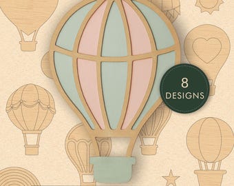 Archivos cortados con láser para globos aerostáticos / Decoración infantil (Descarga digital)
