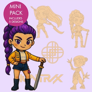 Mini Pack K-Pop Dämonenjäger | Laser Cut Dateien | Zoey Mira Rumi | Huntrix Vektor-Bundle | svg ai cdr dxf eps pdf