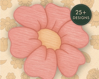 Archivos florales cortados con láser: paquete de flores con líneas de corte, 27 diseños (SVG, DXF, PNG)