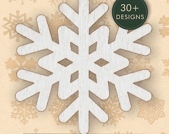 Paquete de archivos de corte láser de copos de nieve / Adornos navideños SVG DXF / Patrones de corte láser para decoración invernal